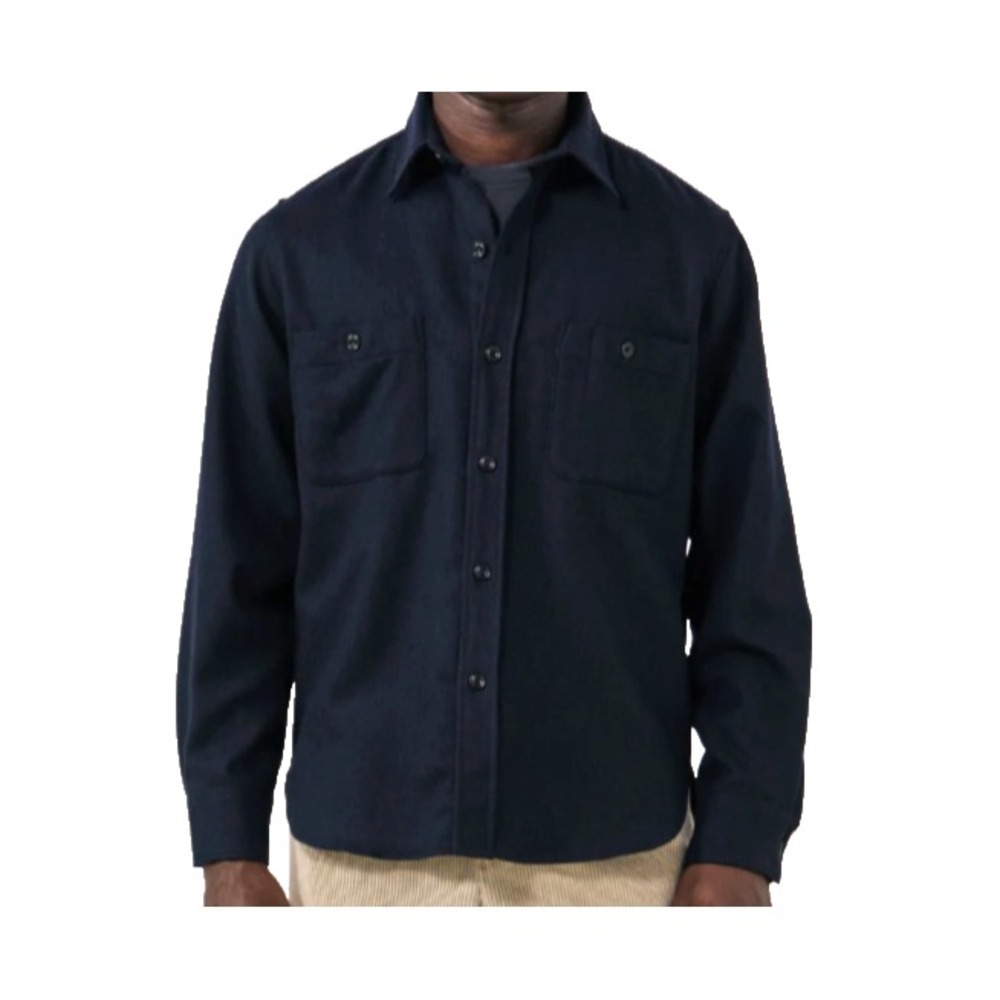 Hartford Alternative Classics Percey Boiled Wool Shirt Mens M Navy Button Up